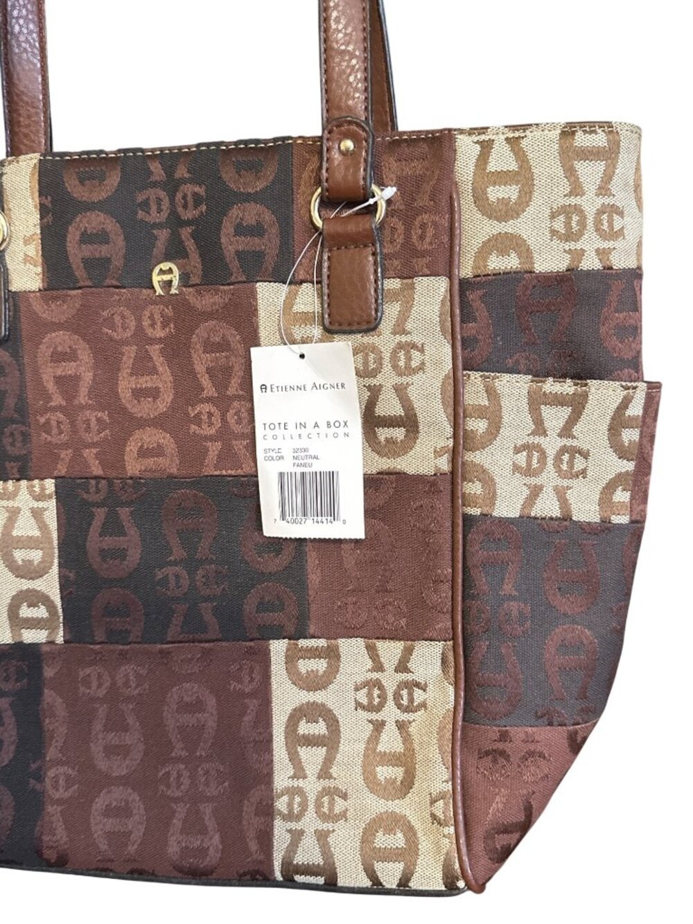 Etienne Aigner Tote In A Box Collection Multicolor Canvas & Faux Leather Handbag - Picture 3 of 5